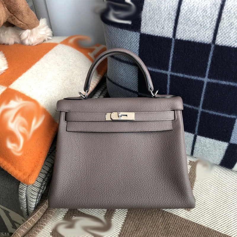 Роскошные женские сумки, дизайнерские сумки из натуральной кожи, Подиумные женские европейские брендовые сумки высокого качества - Цвет: Серый