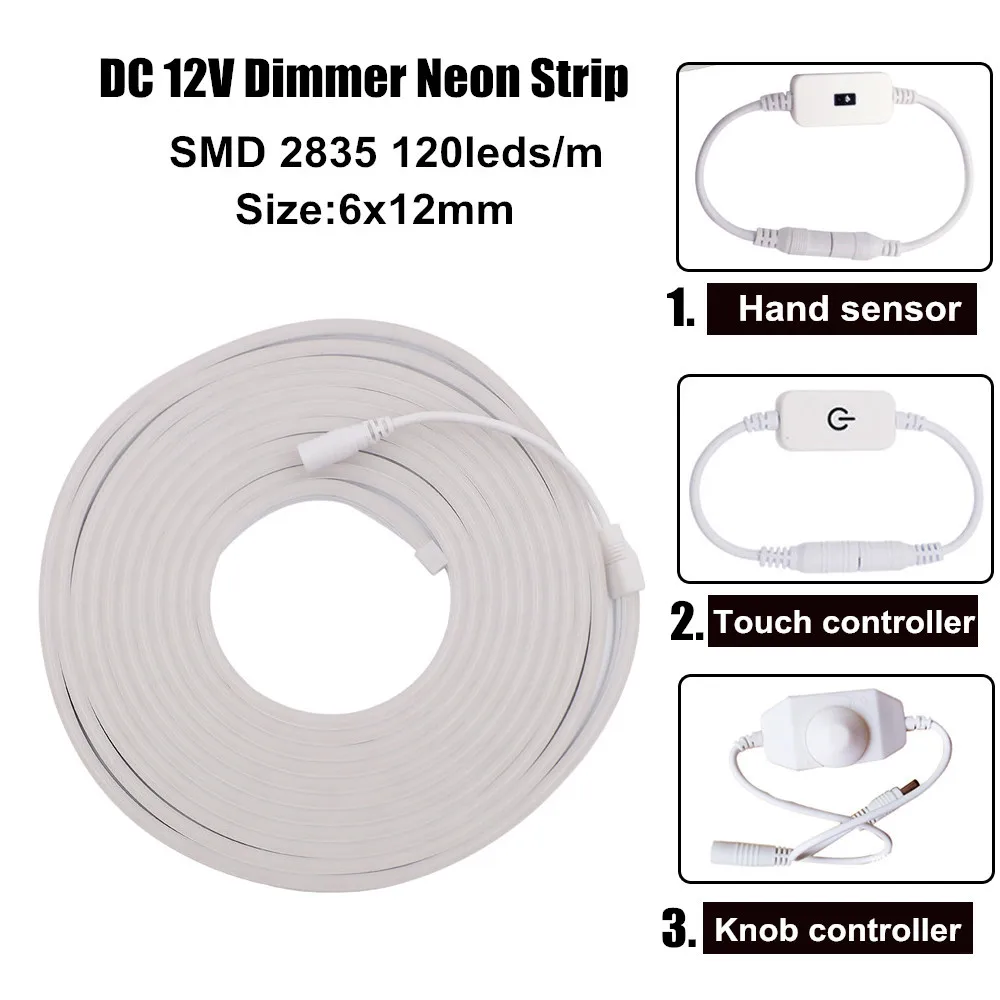 1M LED Neon Strip Lights 3500K - 120 LEDs/m IP67 Waterproof Rope Light With Remote