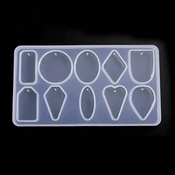 

Epoxy Resin Silicone Mold Oval Heart Round Shape Geometric Earring Chams Necklace Pendant Silicone Mold For jewelry Making Tools