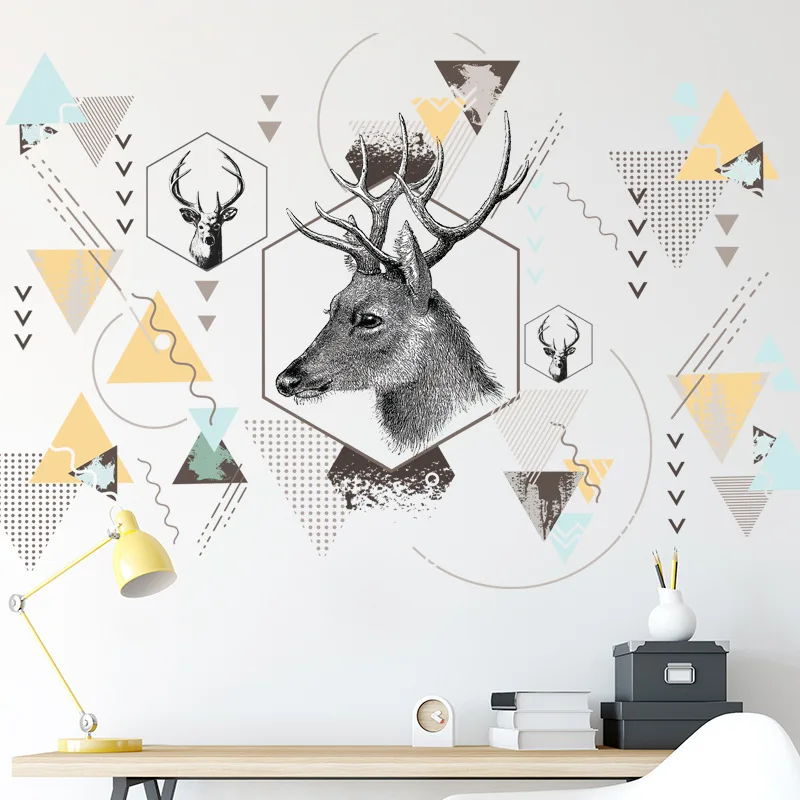 

Geometric Pattern Wall Stickers Teenager Room Bedroom Decoration Sofa Backdrop Decal PVC Removable Creative Mural