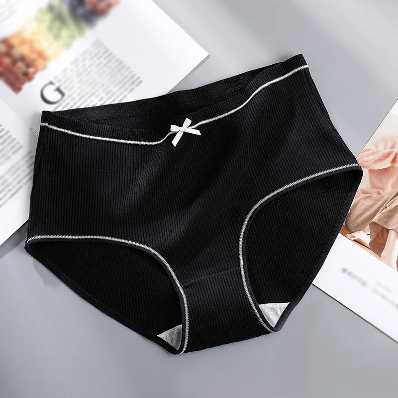 BLACK Perfering 4XL, хлопковые трусики, высокое качество, одноцветные женские трусики, нижнее белье, приятные для кожи Трусы со средней посадкой, нижнее белье, большие размеры - Цвет: BLACK