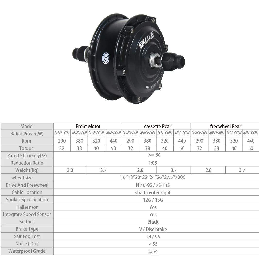 Ebike Motor Kit High Speed Brushless Gear Hub 36V 48V 350W 500W Electric Bike Conversion Front Cassette Rear displayM2ZEMAKE