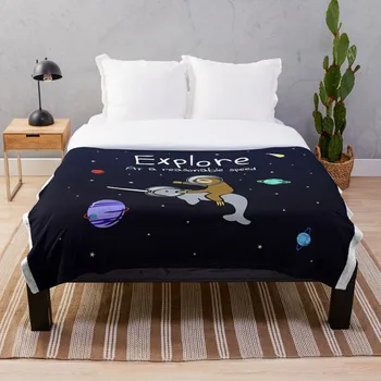 

Explore At A Reasonable Speed Sloth Riding Narwhal In Space Blanket Wool Flannel Plush Blanket Bedspread For office Sherpa Blank
