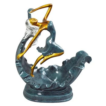 

Nordic Daughter Of The Sea Wine Rack Resin Sculpture For Home Decoration Sundries Holder Dancing Girl Ornaments Wine Holder Gift