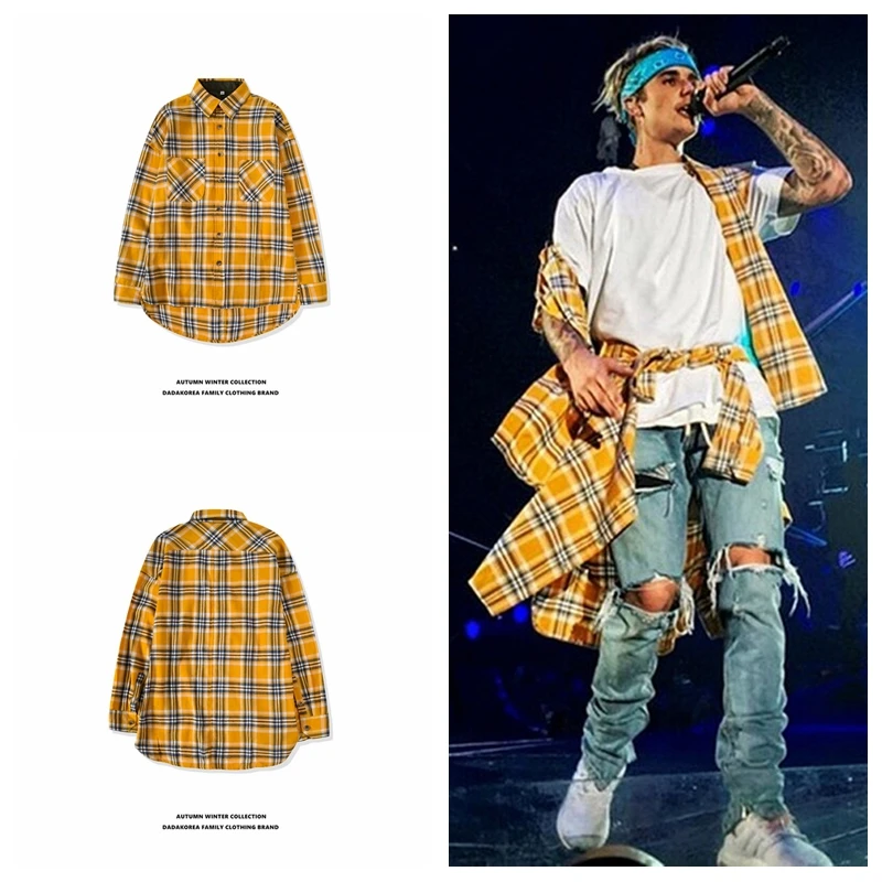DADAKOREA Kai Yee Bieber мужская длинная рубашка в клетку с короткими и длинными рукавами