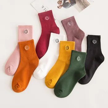

Sweet Woman Socks Smiley Face Sock Mens Cotton Happy Crew Compression Warm Japanese Home Harajuku Casual Fashion Wild Skarpetki