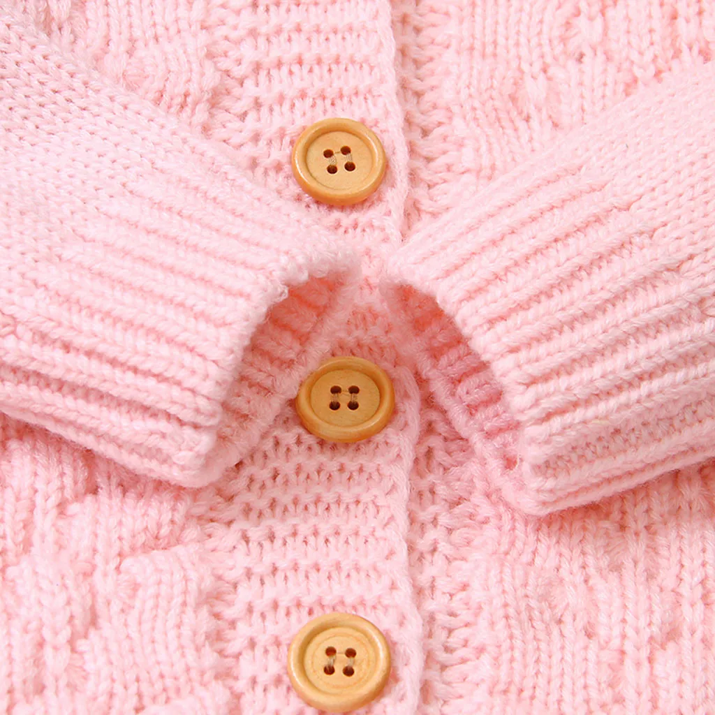 Милая зимняя одежда для новорожденных девочек от 0 до 24 месяцев вязаные свитера для мальчиков милые кардиганы с капюшоном и пасхальными ушками, верхняя одежда теплая одежда