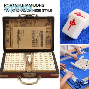 

Ephex Mini 2pcs Dice Mind Game Mahjong Traditional 144 Fun Mini Mahjong Funny Set Entertainment Portable
