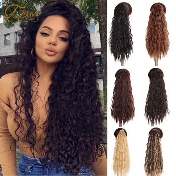 

TALANG 24” Synthetic Ponytail Wrap Around Corn Water Wave Sythetic Long Ponytail Cloour Hair Extension