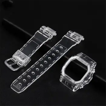 

1Set Soft TPU Watchband Transparent Wrist Strap Protective Case Cover Screen Protector for G Shock Series Watch DW5600/GMW5610/D
