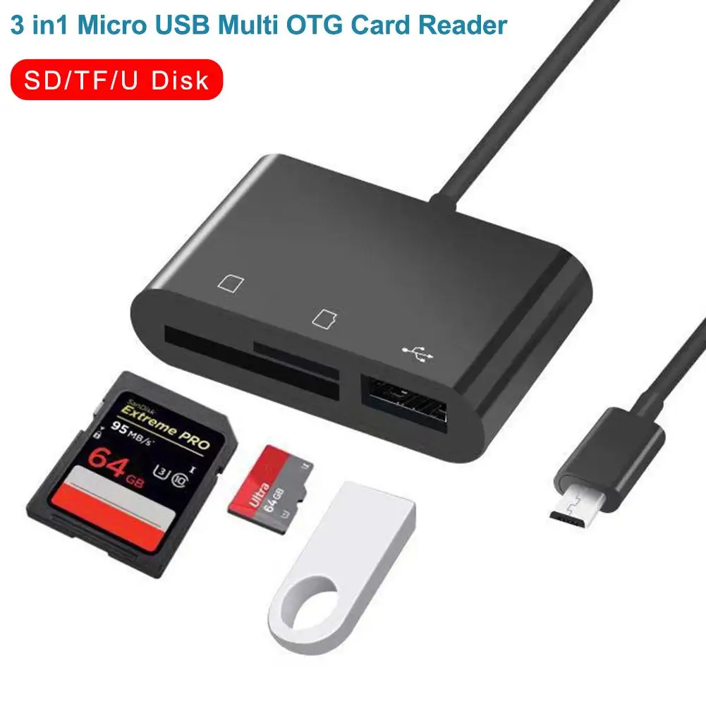 3 в 1 USB SD TF Micro SD кард-ридер мульти Micro USB 2,0 хост-адаптер OTG концентратор для смартфонов ПК ноутбук компьютер Windos Mac OS