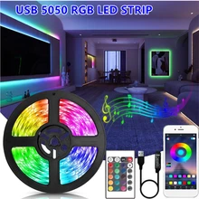 

LED Strip Lights 1M-30M Bluetooth 5050 5V USB RGB Flexible LED Lamp Tape Ribbon TV Desktop Screen BackLight Diode Tape Luces luz