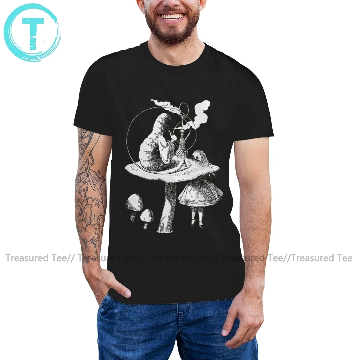 ワンダーランドtシャツアリスとキャタピラーtシャツかわいい男tシャツストリートプリントtシャツ T Shirts Aliexpress