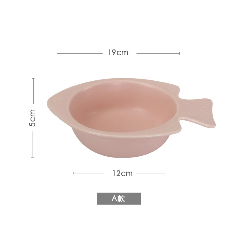 Pink FANTERCY столовая посуда специальные тарелки Европейский Креативный матовая керамика Рыба Форма Детская Мультфильм фруктовый суп чаша отправить ложку - Цвет: Pink