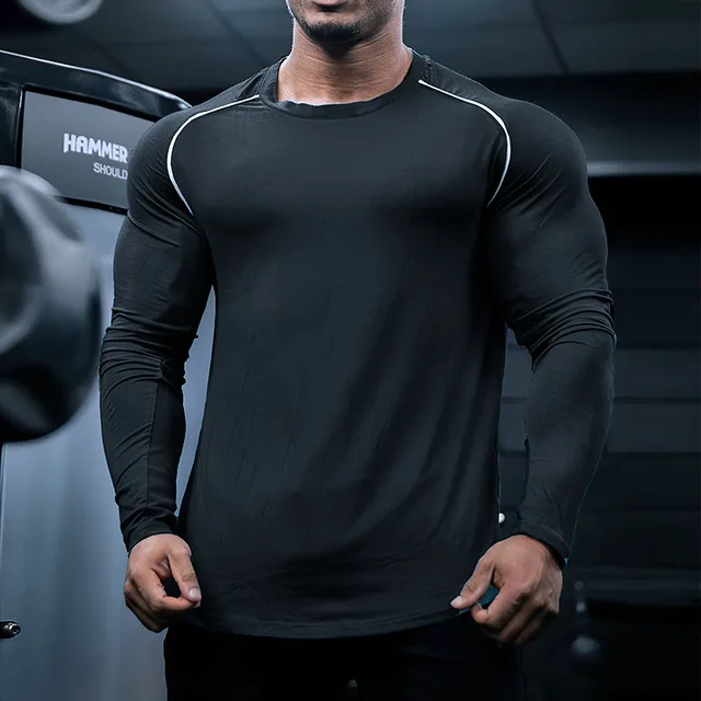 Long Sleeve Men's Casual Fitness T Shirt - Men's Fitness Apparel, Men's ...