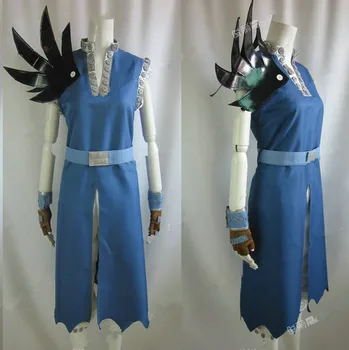 

Hot Anime Fairy Tail Gajeel·Reitfox Cosplay Costumes Full Set Hallween/Party Role Play Blue Combat Uniform Custom-Make Any Size