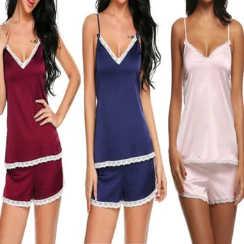

Pijama Women Pajama Set Striped Cotton Sleeveless Lace Sleepwear Set Pyjama Femme Pijama Sexy Nightgown Womens Pajamas Sleepwear