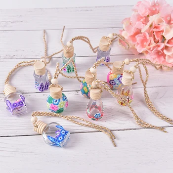 

1pc 12ml Glass Perfume Bottle Polymer Clay Vials for Essential Oil Car Decoration Fragrance Bottle Charming Pendant Decoration