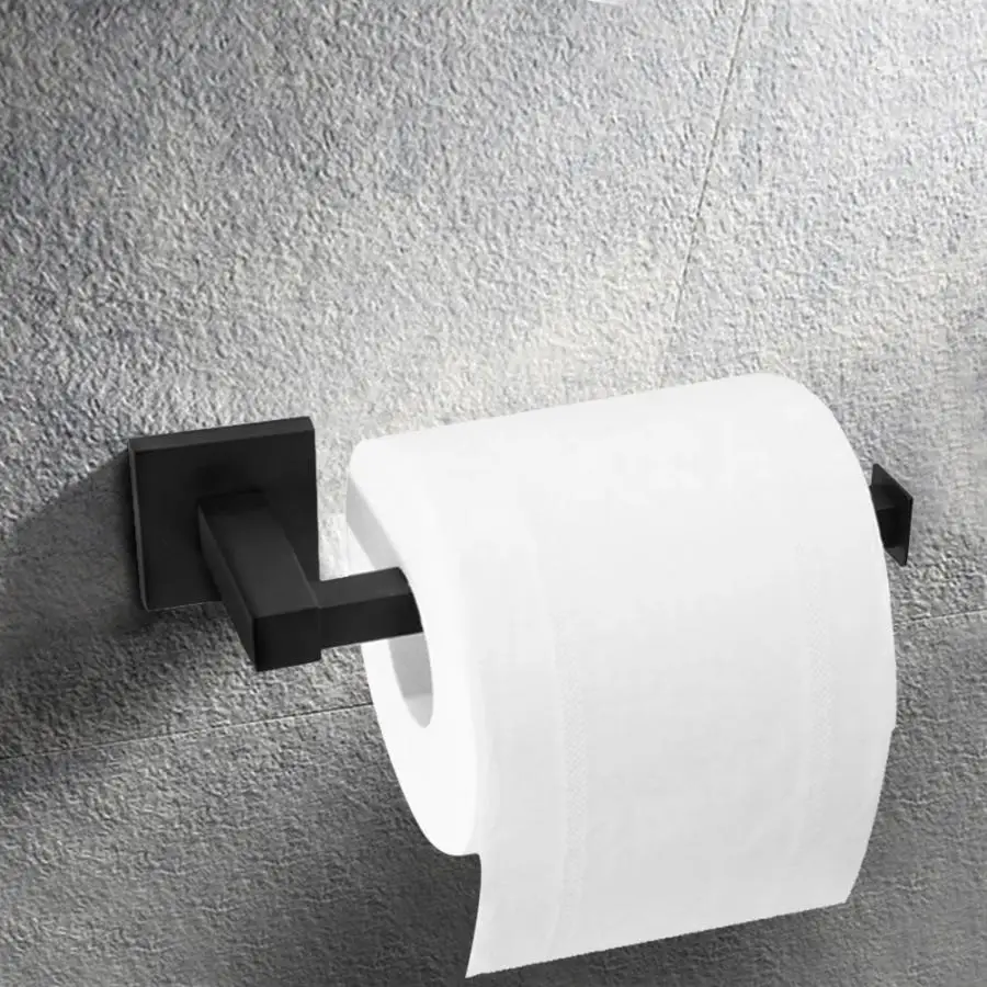 

Black Toilet Roll Paper Holder Wall Mounted Bathroom Tissue Rack Storage Shelf Kitchen Bathroom Hardware Accessories