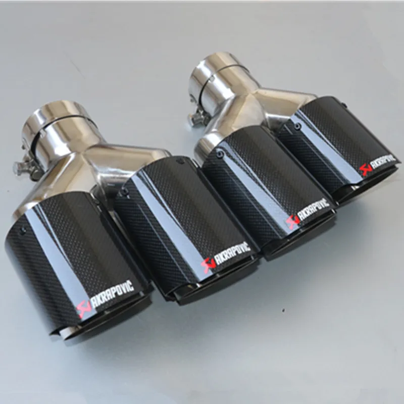 2 шт. двойной нержавеющий Akrapovic автомобильный наконечник глушителя на входе 76 мм на выходе 101 мм Автомобильный Стайлинг глушитель наконечник