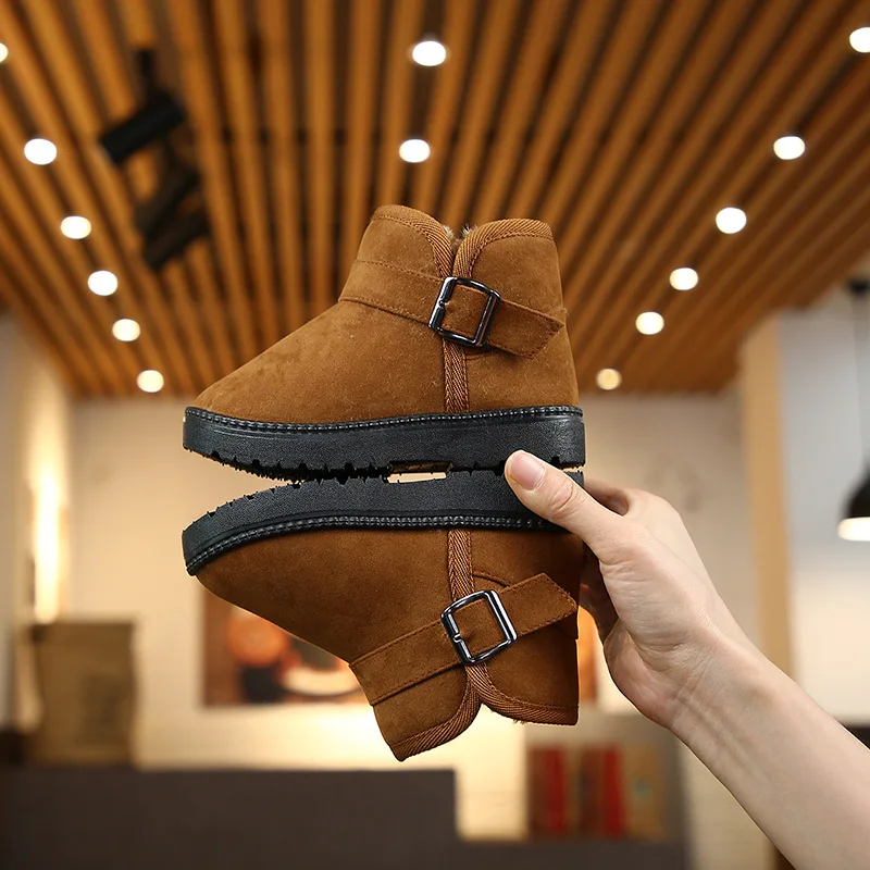 

Winter CHILDREN'S Snow Boots Girls' Boots Middle And Large Boy Shoes BOY'S Ankle Boot And Nap Boots Warm Cotton Boots Buckle