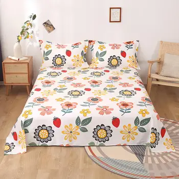 Bonenjoy-sábana de algodón con estampado de flores para camas dobles, sabanas, individual, tamaño Queen, 1 ud., 100%