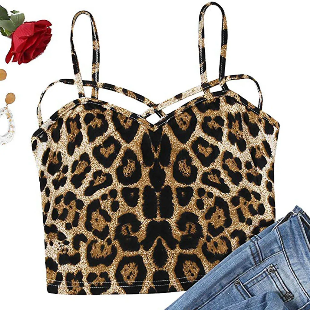 

Are you sure not to click in and see Women V Neck Sleeveless Cut Out Keyhole Leopard Print Criss Cross Crop Top Cami hot sale