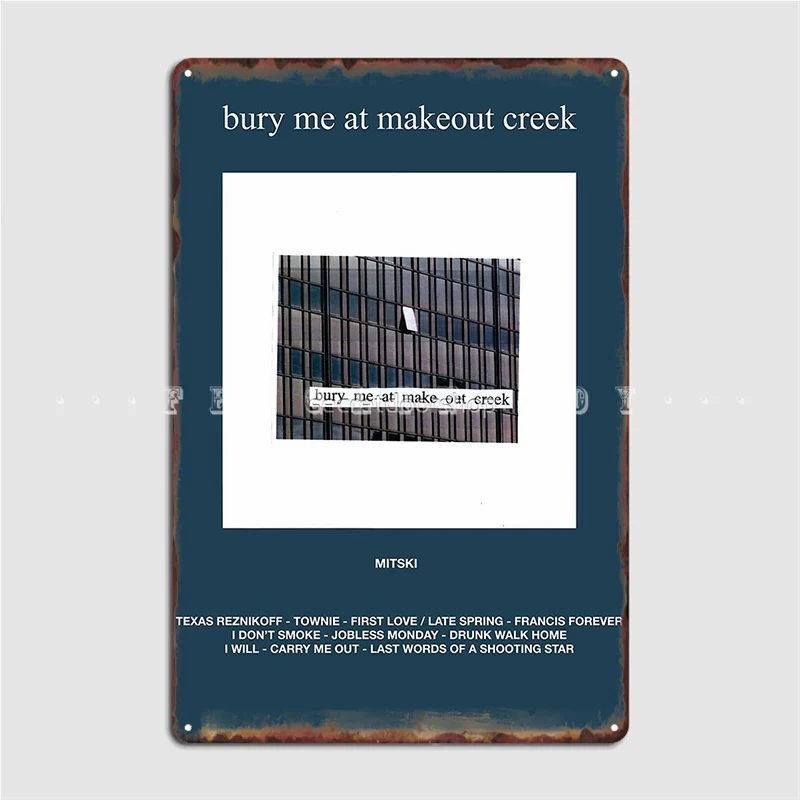 

Плакат Mitski Bury Me At Makeout Creek, металлический плакат для кинотеатра, гаража, дома, создание тарелок, жестяной плакат