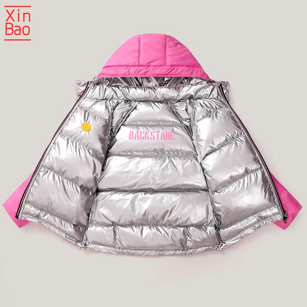 XINBAO/ новые Реверсивные пальто осенне-зимняя детская куртка с капюшоном для мальчиков и девочек, однотонная хлопковая куртка для детей 5, 6, 7, 8 лет