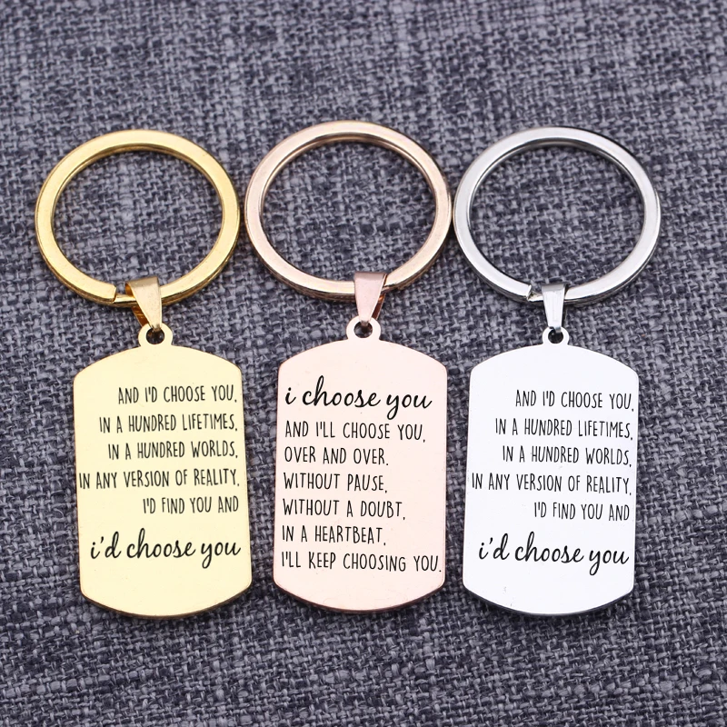 

Wedding Jewelry I Choose You Keychain Dog Tag Personalized Gift Bag Charm Keychains Present Keepsake Souvenir Keyring Tag