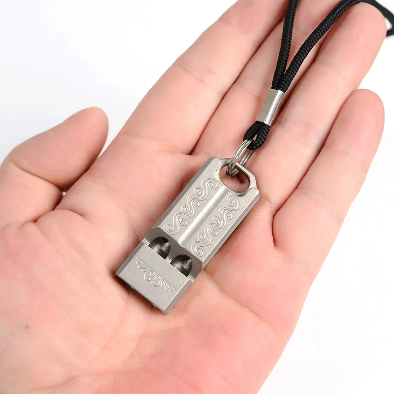 Titanium Outdoor Emergency Whistle 120 Decibels EDC Necklace Lanyard Whistle 