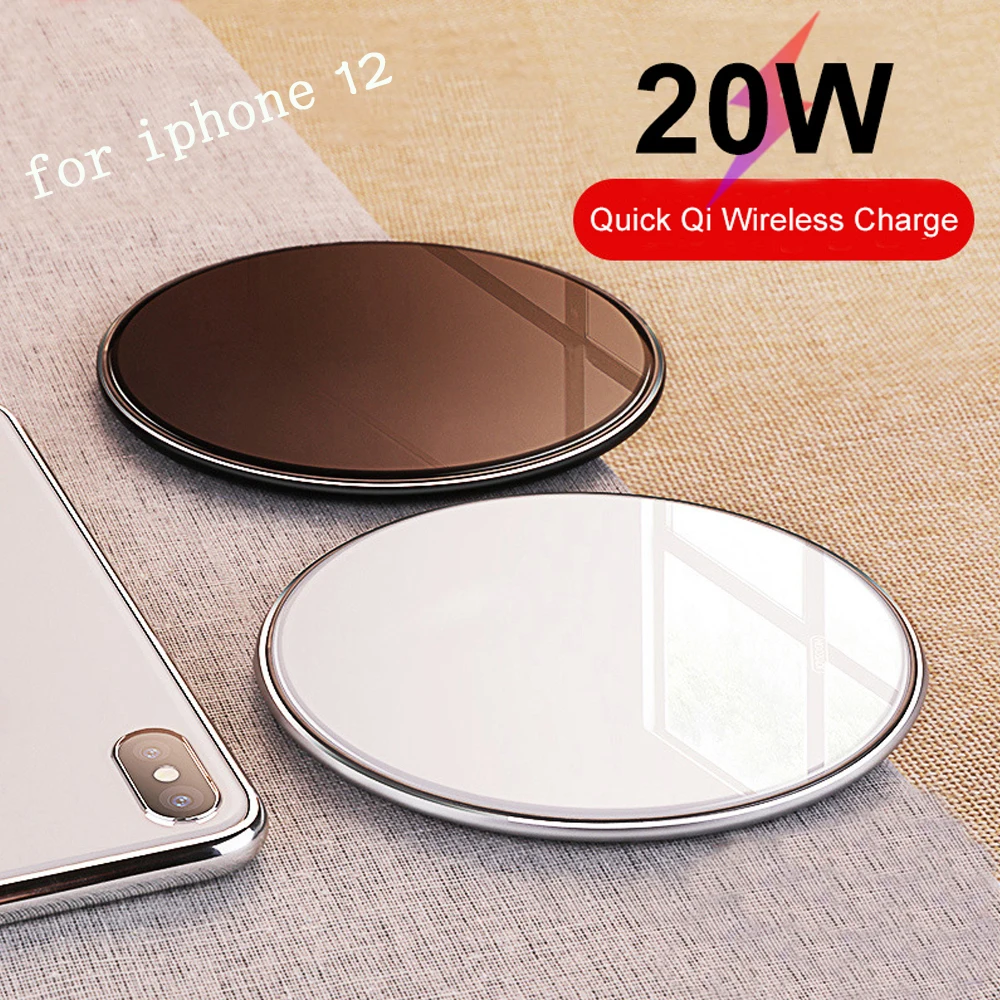 20W Fast Qi Wireless Charger For iPhone 12 11 Pro X/XS Max XR 8 Plus USB Wireless Charging Pad For Samsung S9 S10 S20 Note 9 8