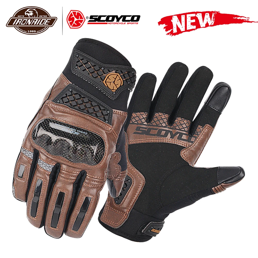 SCOYCO Мотоциклетные Перчатки Guantes Moto из углеродного волокна мото перчатки мужские перчатки для мотокросса сенсорный экран ветрозащитные Мотоциклетные Перчатки