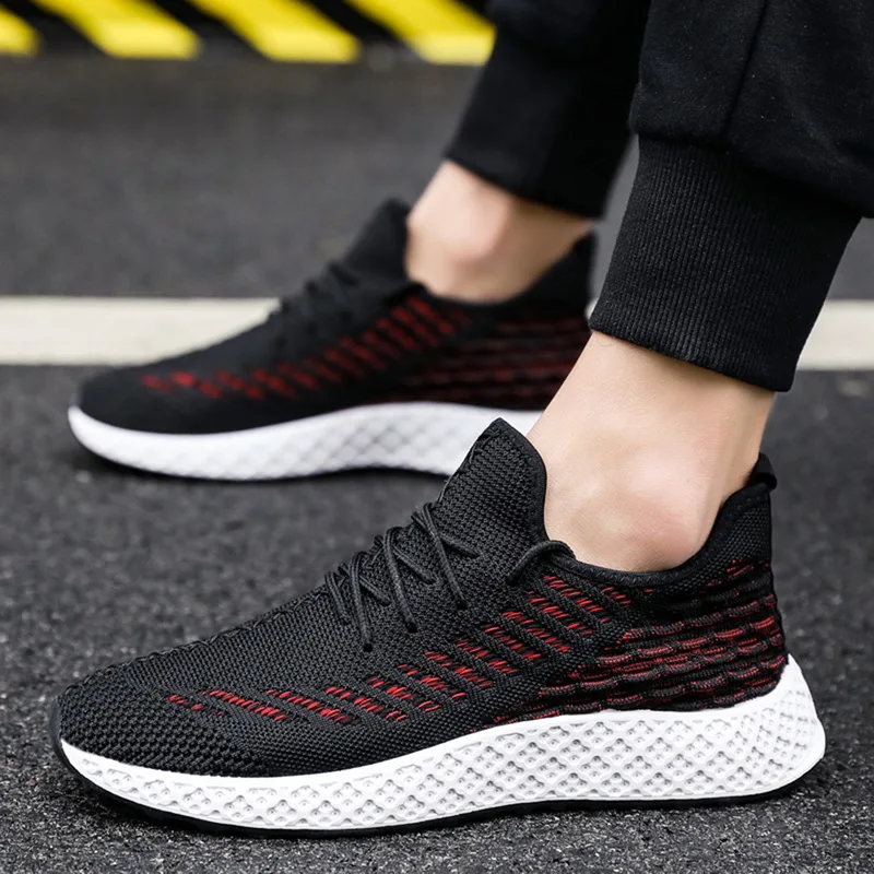 red 2 PUI men TIUA Fashion, Мужская Вулканизированная обувь, повседневная обувь, удобные кроссовки, Нескользящие мужские теннисные туфли с сеткой размера плюс 39-45 - Цвет: red 2