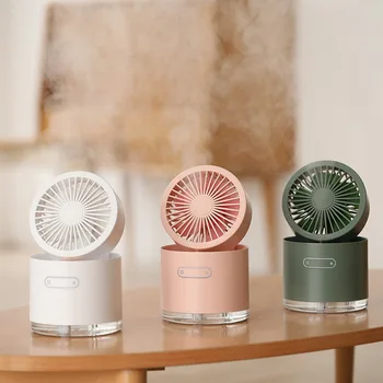 

Mini Portable Pocket desktop Fans Cool Air Handheld Cooling Humidification Ambient Light Fan USB Rechargeable Outdoor Home