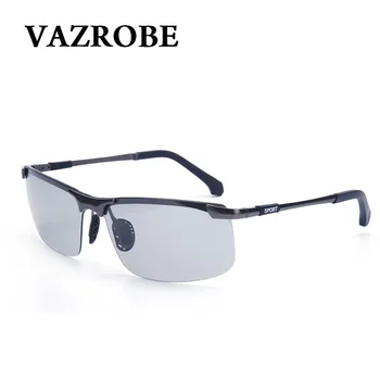 

Vazrobe Photochromic Sunglasses Polarized Men Rimless Men's Sun Glasses Man Spring Hinge Transition Chameleon Driving UV400