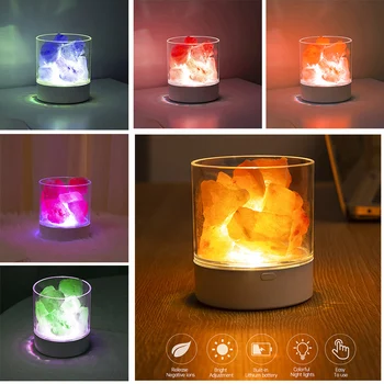 

Natural Himalayan Salt Lamp USB Crystal Light Colorful Air Purifier Mood Creator Indoor Warm Light Table Bedroom Lava Lighting