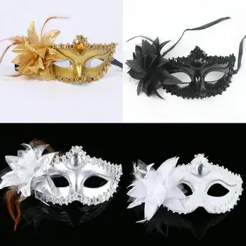 

100pcs/lot Fashion Women Sexy mask Hallowmas Venetian eye mask masquerade masks with flower feather