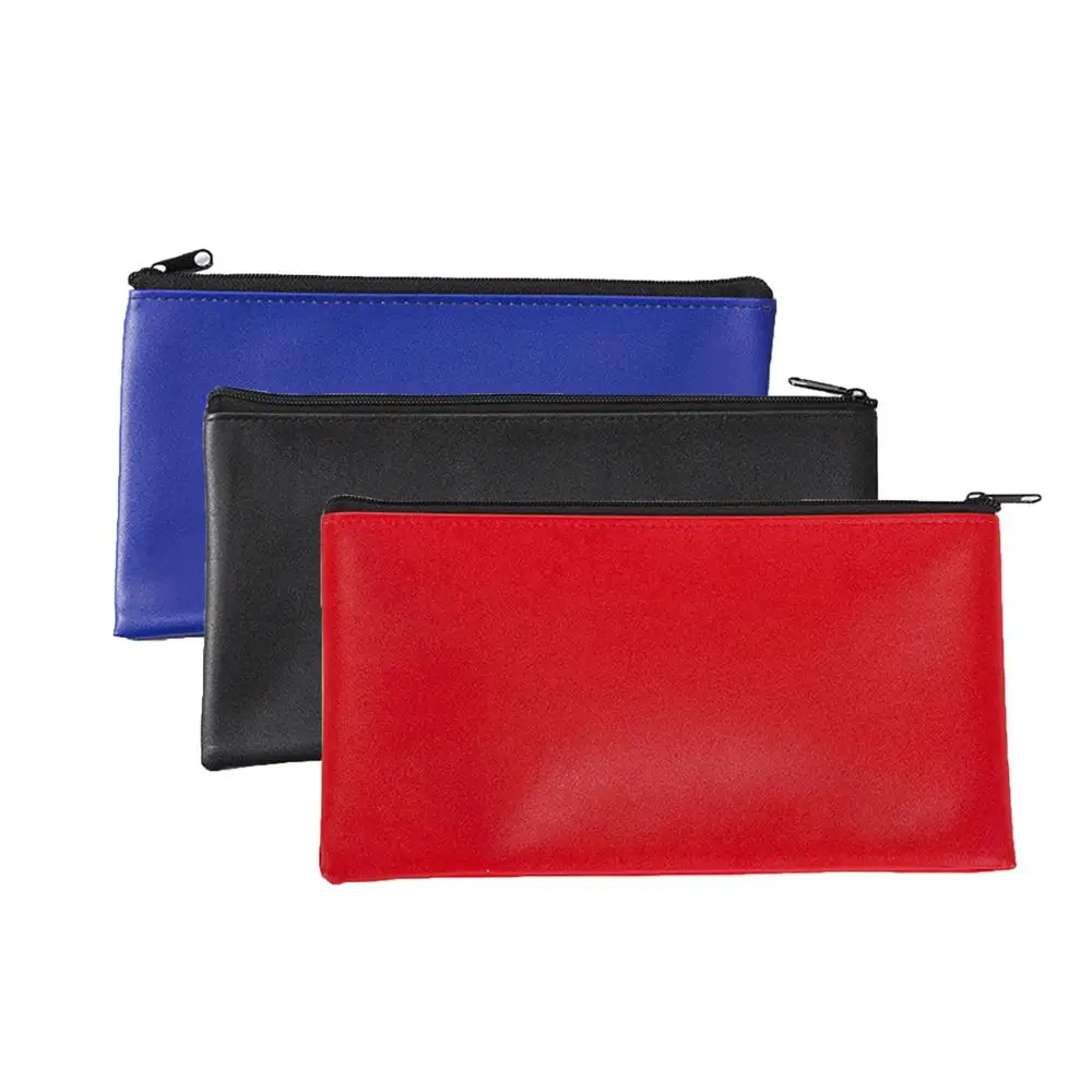 Blue Black Aquamarine 11 x 6 inches Money Bag Leatherette Security Bank Deposit Bags/Check Pouch/Utility Zipper Coin Bag