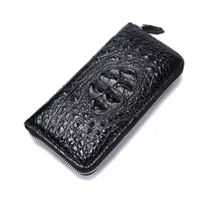 

New Crocodile Leather Wallet Men's Leather Wallet Long Zipper Multi-Card-Slot Coin Purse Wallet Men