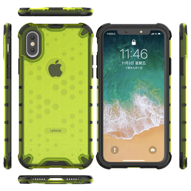 Гибридный армированный чехол Honeycomb для iPhoen XS Max XR X 7 8 6 6S Plus противоударный iPhone 11 Pro