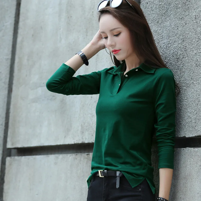 Novo 2023 Polo Para Mulheres Manga Longa Camisa Polo Casual Ropa De