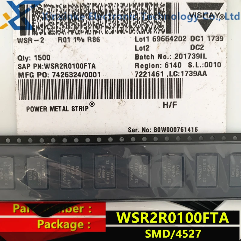 WSR2R0100FTA WSR-2 DALE 0.01R 1% 2W 75PPM 4527 10mR Current sensing resistor - SMD 0.01ohms New original genuine wsr2r0100fea dale wsr 2 0 01r 2w 1% 75ppm 4527 10mohms current sensing resistor smd 2watts 0 01ohms new original genuine