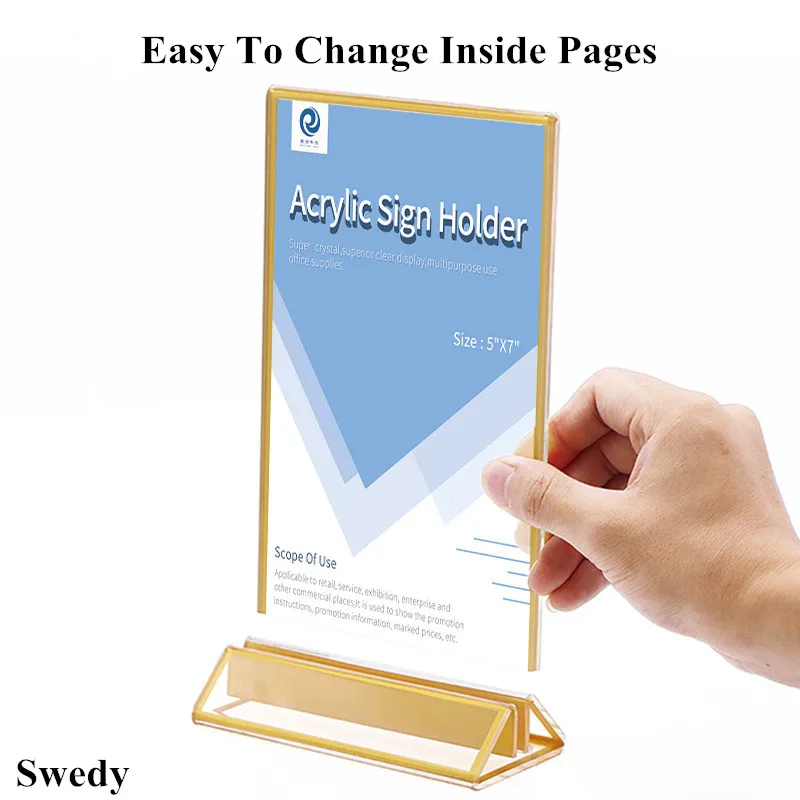 Clear Acrylic Sign Holder Display Stand Table Plastic Restaurants Menu Paper Card Holder Photo Poster Frame 10 pieces 8x12cm acrylic price label holders display stands promotion clear plastic table sign holder paper card holder frame