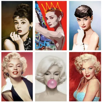 

Audrey Hepburn Diamond Embroidery 5D DIY Cross Stitch Full Drill Elegant Girl Diamond Mosaic Set Wall Celebrity Decoration Gift