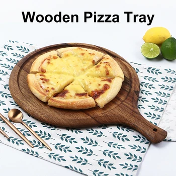 

Pizza Wooden Tray, Premium Bamboo Pizza Spatula Paddle Cutting Board Handle (Baking Pizza, Bread, Cutting Fruit, Vegetables, Che