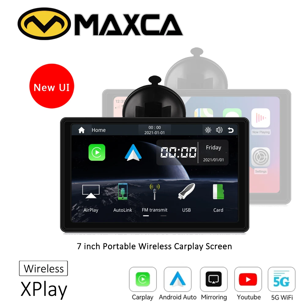 MAXCA XPlay портативный беспроводной Carplay экран 7 дюймов Apple Airplay Беспроводной Android Авто