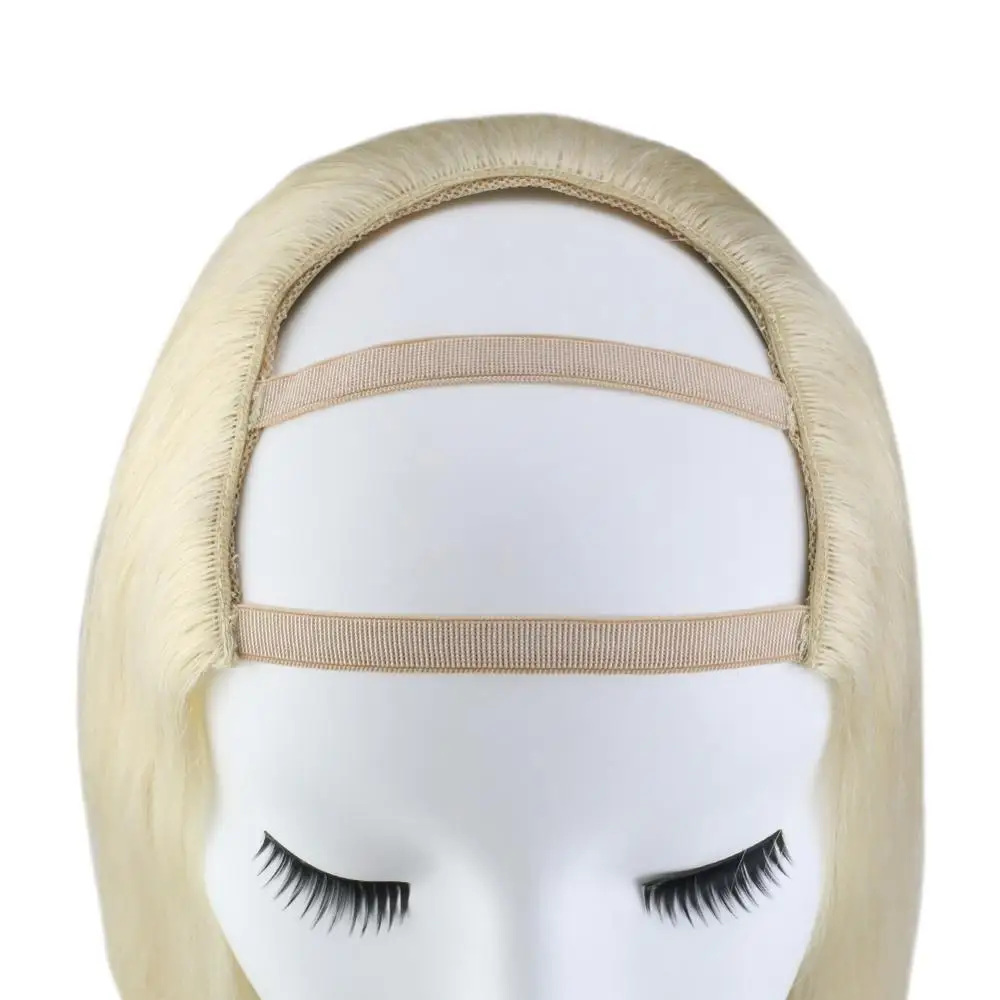 VeSunny один кусок U часть половина парик настоящие человеческие волосы с зажимами на светильник блонд#60 12-24 дюйма
