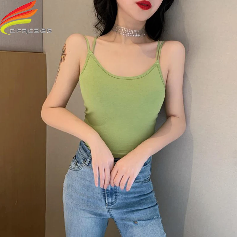 

Spring Summer 2020 New Women Tops Candy Color Skinny Cross Tank Top Sexy Basic Backless Ladies Vest Tops New Arrivals