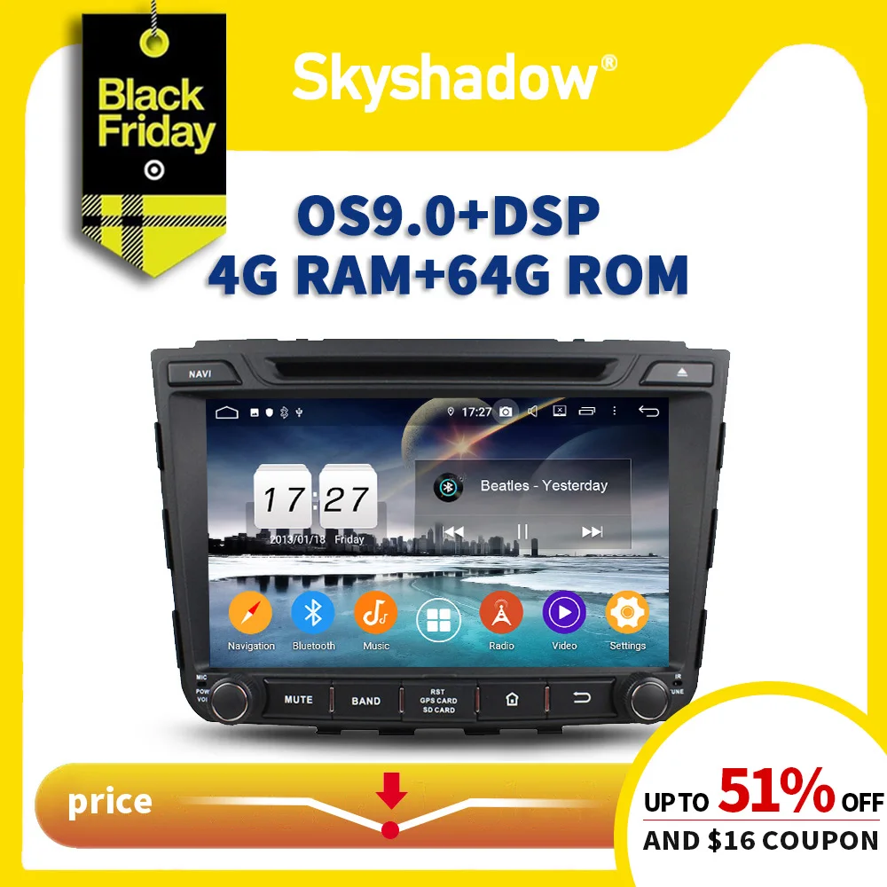 Автомобильный DVD плеер DSP ips Android 9,0 8Core 4 Гб+ 64 ГБ для hyundai Creta IX25- gps google map Радио RDS Wi-Fi Bluetooth 4,2